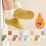 8pairs Baby Girls Terry Thickened Warm Comfy Crew Socks For Winter, Children's Fashion Color Block Socks