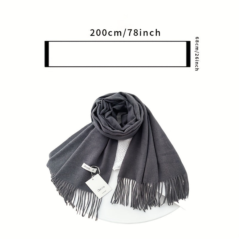 Women's Versatile Solid Color Coldproof And Windproof Warm Scarf, Soft Comfortable Outdoor Travel Scarf