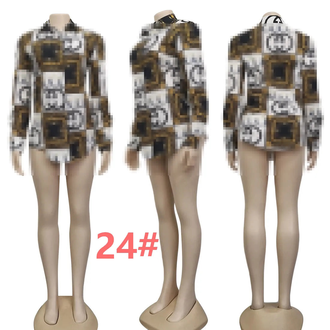 Women Blouse Shirts Designer Print Shirt Tops Long Sleeve Slim Fit Shirt Free Ship