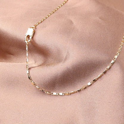 1pc Italian 2MM Flat 18K Gold Plated Punk Style Copper Chain Necklace for Men and Women - Durable DIY Link Chain Jewelry with Luxurious Golden Finish - Perfect Fathers Day Gift Idea