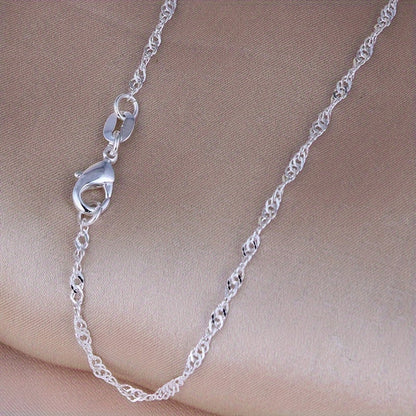 16-30 Adjustable Sterling Silver Wave Chain Necklace - Exquisite and Sophisticated, Versatile DIY Accessory, Glamorous Party Style - Perfect for Wedding and Engagement Celebrations