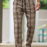 Mens Ultra-Comfortable Plaid Pants - Stylishly Casual, Cozy Loungewear, Fashionable - Designed for Home Relaxation, Pajama-Soft Fabric, Perfect for Lounging Around the Room