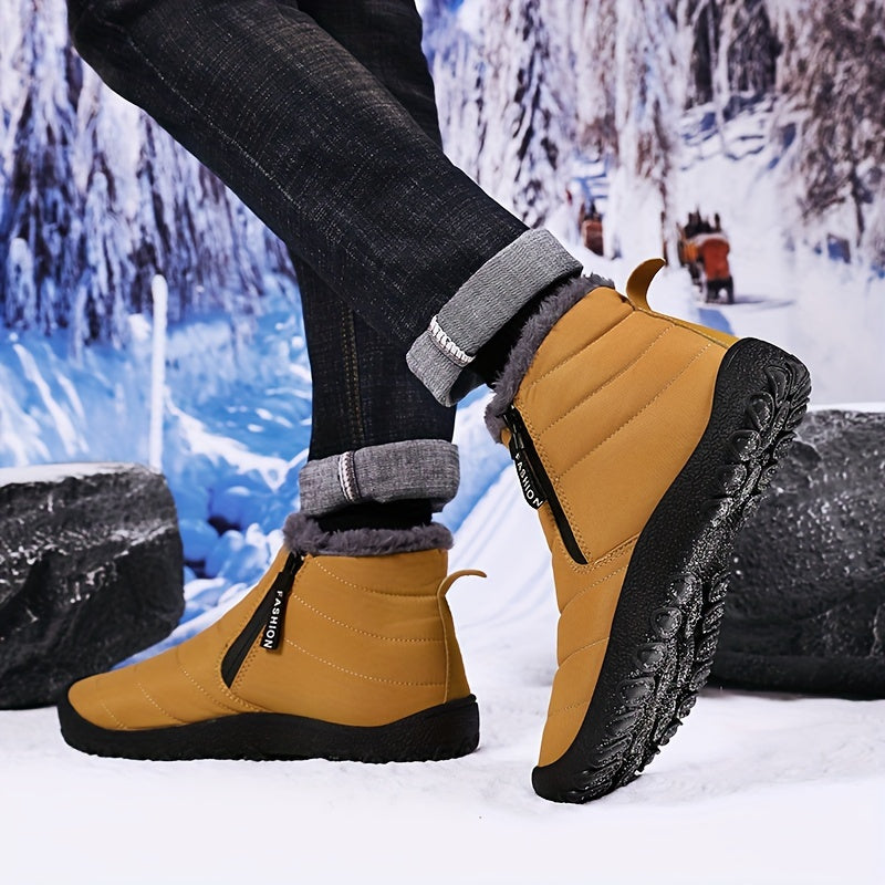 Winter Explorers Dream Boots - High-Top, Double-Zippered, Anti-Skid, Windproof, Fuzzy Lined, Trendy Ankle Boots for Men - Perfect for Outdoor Walking, Running, Hiking in Autumn and Winter