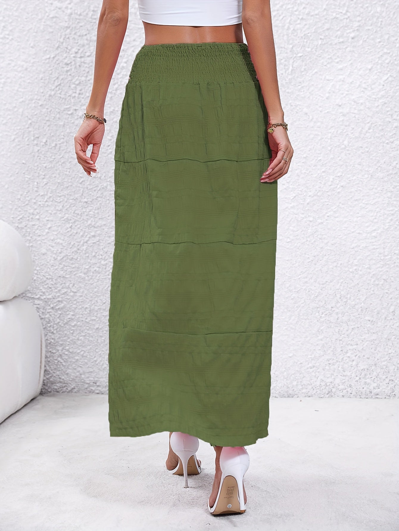 dunnmall  Casual Loose Simple Solid High Waist Fashion Skirts, Women's Clothing