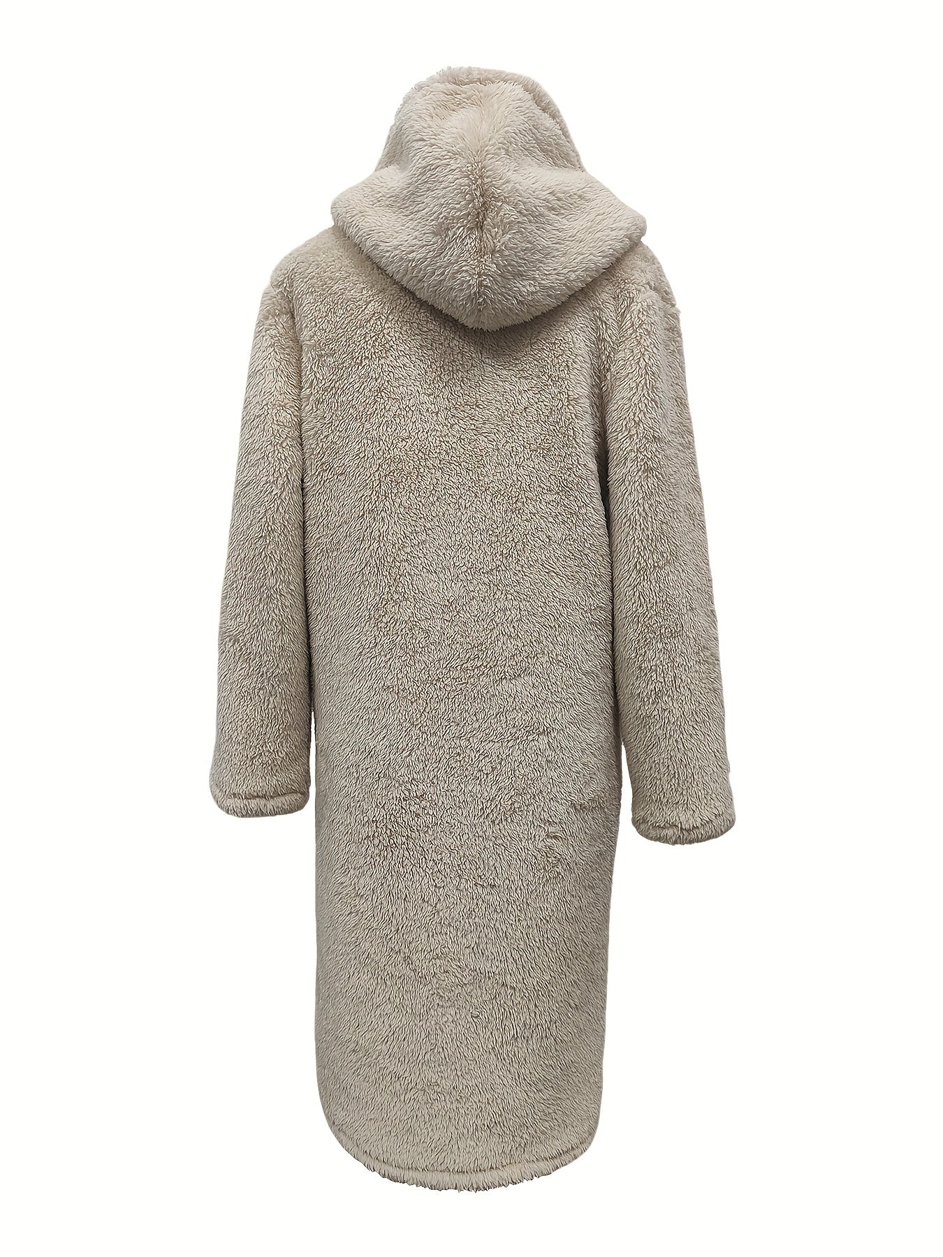 dunnmall  Hooded Teddy Coat, Casual Long Length Winter Warm Outerwear, Women's Clothing