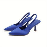 Chic Womens Slingback High Heels - Solid Color Pointed Toe Slip-Ons - Versatile Stiletto Dress Sandals for Fashion-Forward Style