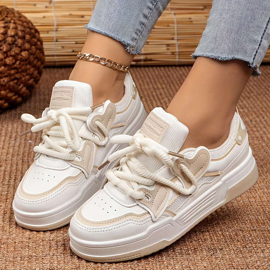 dunnmall  Women's Personality Color Blocking Design Non-slip And Wear Resistant Sneakers, Trendy And Comfortable, Versatile Height Increasing Thick Soled Sports Shoes