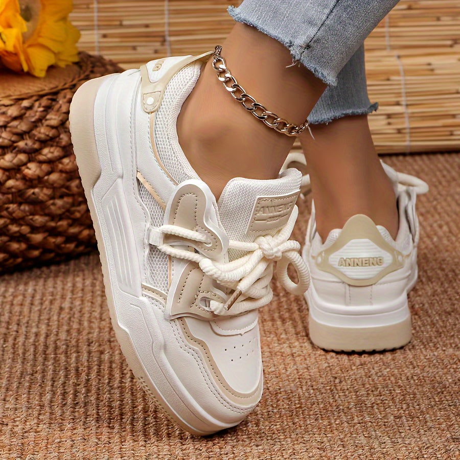 dunnmall  Women's Personality Color Blocking Design Non-slip And Wear Resistant Sneakers, Trendy And Comfortable, Versatile Height Increasing Thick Soled Sports Shoes