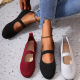 All-Season Breathable Women's Knitted Ballet Flats - Easy Slip-On, Comfort Round Toe, Secure Mary-Jane Strap