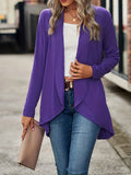 Shawl Collar Solid Jacket, Casual Open Front Long Sleeve Outerwear, Women's Clothing