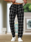 Mens Ultra-Comfortable Plaid Pants - Stylishly Casual, Cozy Loungewear, Fashionable - Designed for Home Relaxation, Pajama-Soft Fabric, Perfect for Lounging Around the Room