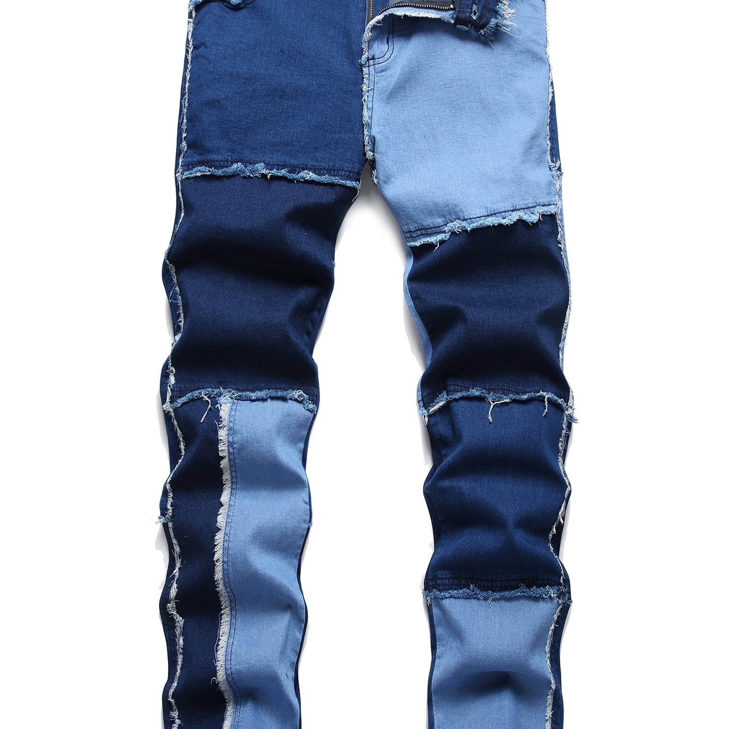 dunnmall Men's Patchwork Jeans Hip Hop Straight Casual Pants Streetwear Pants