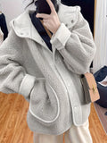 Women's Maternity Solid Fleece Hooded Jacket Fashion Fleece Thick Casual Hoodies Fall Winter, Pregnant Women's Clothing