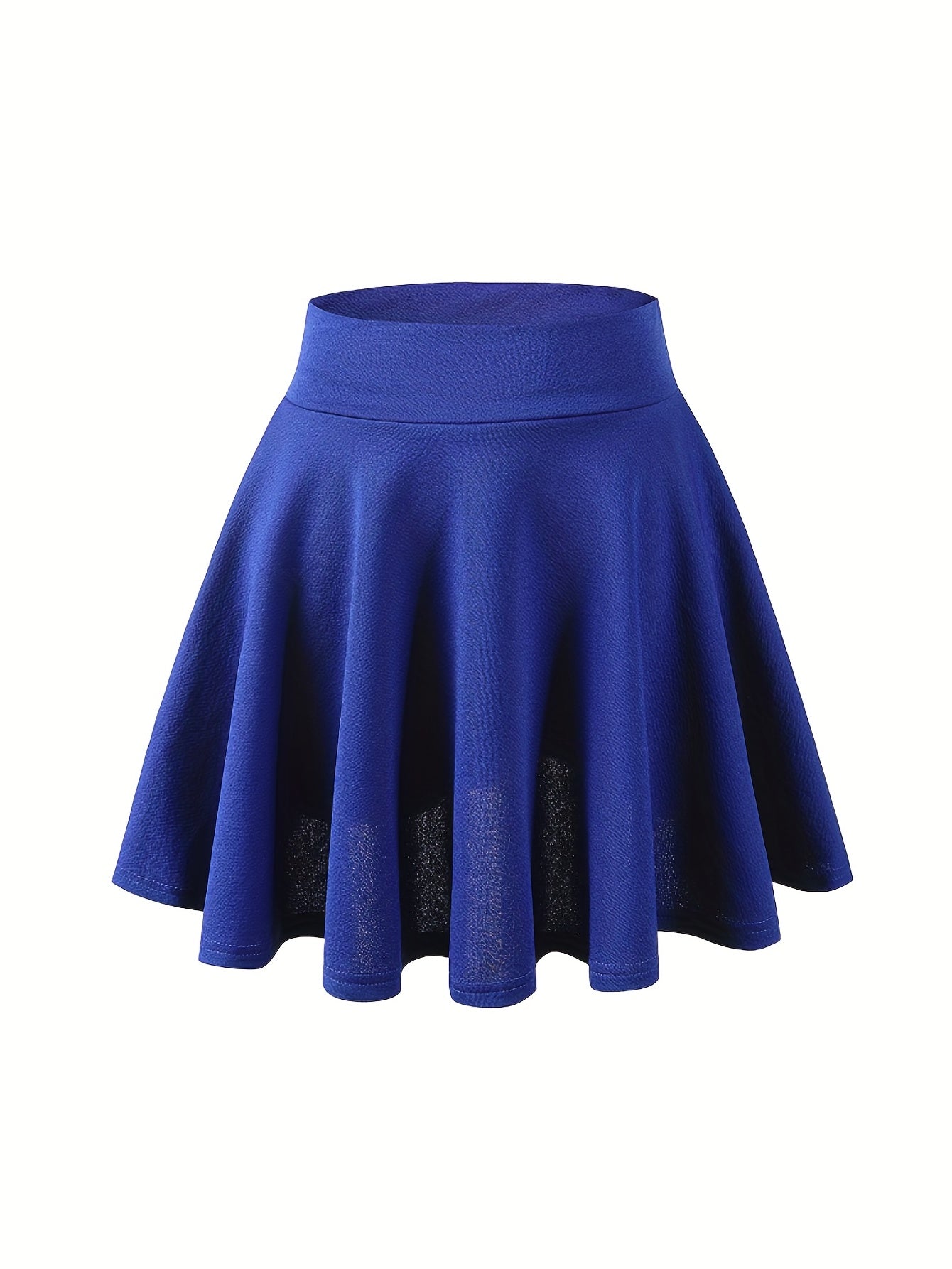 dunnmall  Kpop Solid High Waist Skater Skirts, Casual Pleated Comfy Mini Skirts For Spring & Summer, Women's Clothing