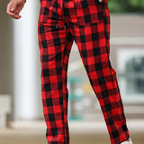 Mens Ultra-Comfortable Plaid Pants - Stylishly Casual, Cozy Loungewear, Fashionable - Designed for Home Relaxation, Pajama-Soft Fabric, Perfect for Lounging Around the Room