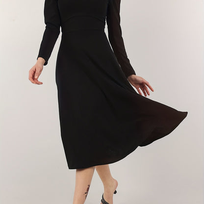 dunnmall  Cut Out Mock Neck Dress, Sexy Long Sleeve Solid Midi Dress, Women's Clothing