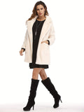 dunnmall Winter Warm Plush Loose Coat, Casual Long Sleeve Fashion Teddy Outerwear, Women's Clothing