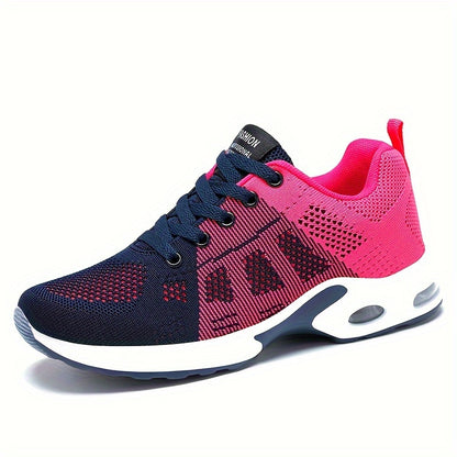 dunnmall  Lightweight Mesh Lace Up Sneakers, Fashion Air Cushion Running Sports Shoes, Women's Footwear