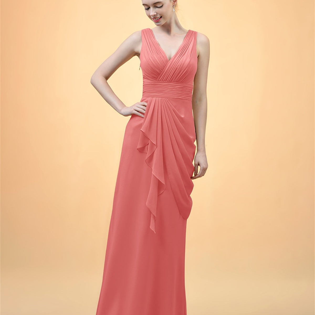 ALICEPUB V-Neck Bridesmaid Dresses Long Formal Party Dress For Women Plus Size