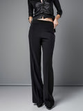 dunnmall  Solid Color Wide Leg Pants, Elegant High Waist Loose Pants For Every Day, Women's Clothing