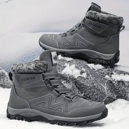 Winter Explorer Pro - Premium Thermal Insulation, Slip-Resistant, Windproof, Fuzzy Lined, Water-Repellent Hiking Boots for Men - Ideal for Snowy Trails and Outdoor Adventures