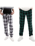 Mens Ultra-Comfortable Plaid Pants - Stylishly Casual, Cozy Loungewear, Fashionable - Designed for Home Relaxation, Pajama-Soft Fabric, Perfect for Lounging Around the Room