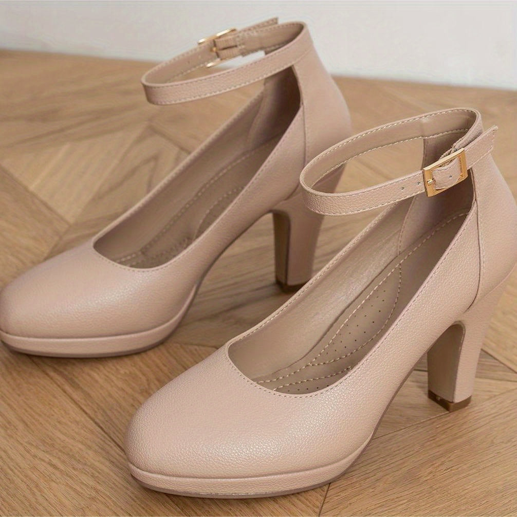 Women's Ankle Strap High Heels, All-Match Chunky Heeled Pumps, Fashion Daily Work Shoes