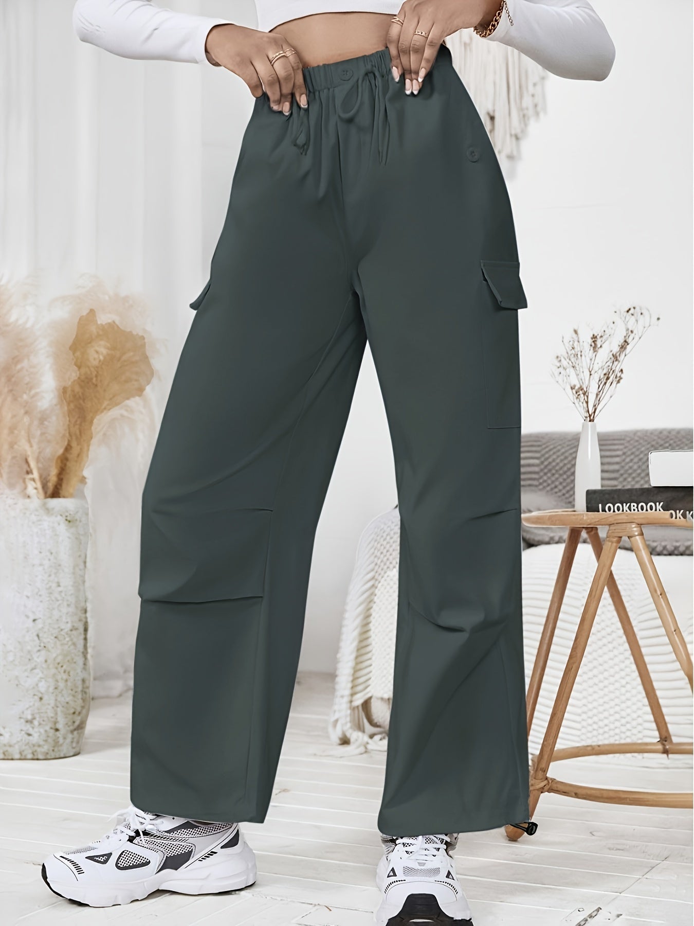 dunnmall Y2K Oversized Cargo Straight Casual Pants, Straight Loose Low Waist Casual Pants, Women's Clothing