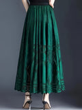dunnmall  Elastic Waist Flare Floral Skirt, Elegant A-line Skirt For Spring & Summer, Women's Clothing