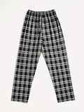 dunnmall  Colorblock Plaid Sleep Bottoms, Casual Comfy Elastic Waistband Lounge Pants, Womens Loungewear & Sleepwear