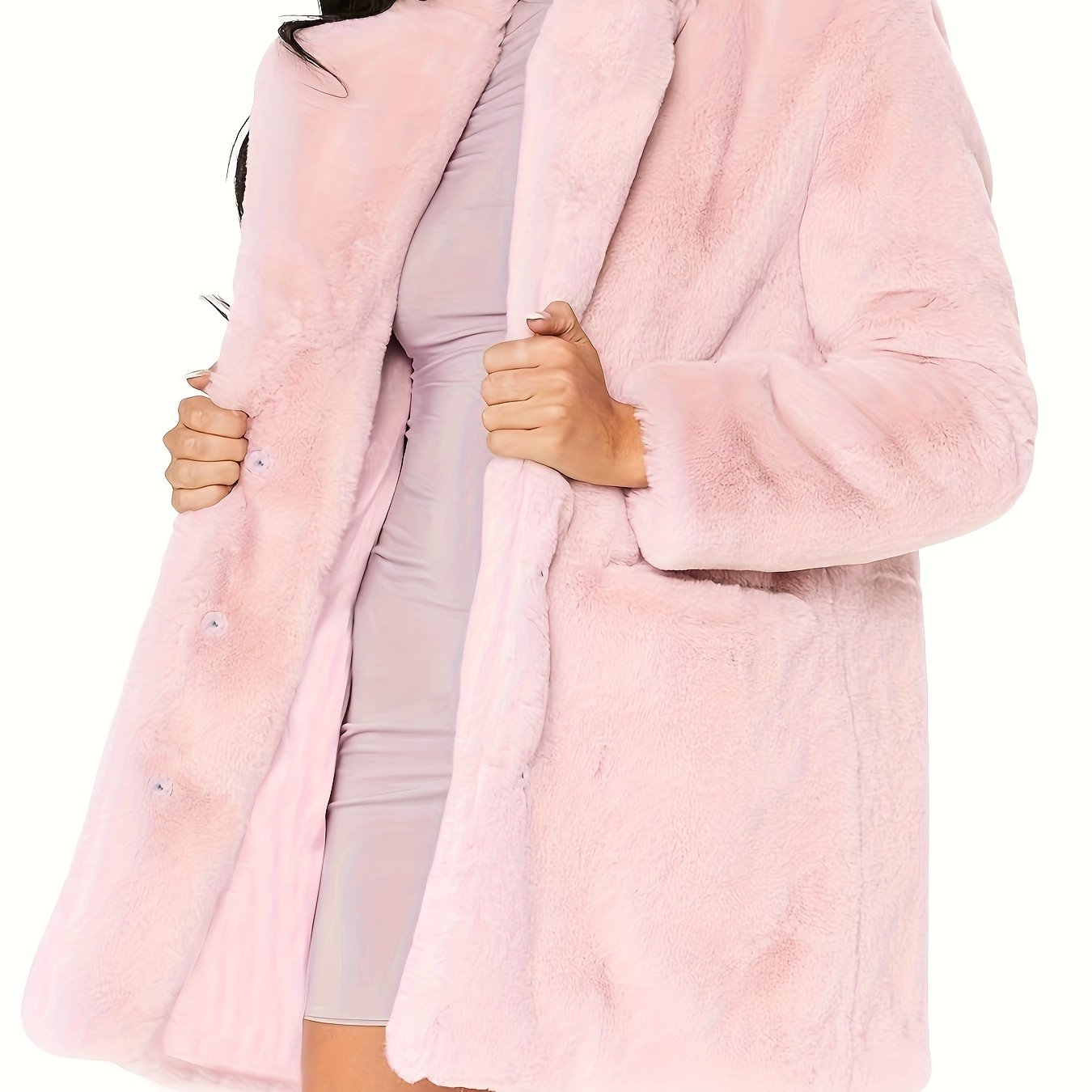 dunnmall Winter Warm Plush Loose Coat, Casual Long Sleeve Fashion Teddy Outerwear, Women's Clothing