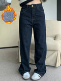 dunnmall  High Waist Vintage Wide Leg Jeans, Loose Versatile Slant Pocket Baggy Jeans, Women's Denim Jeans & Clothing