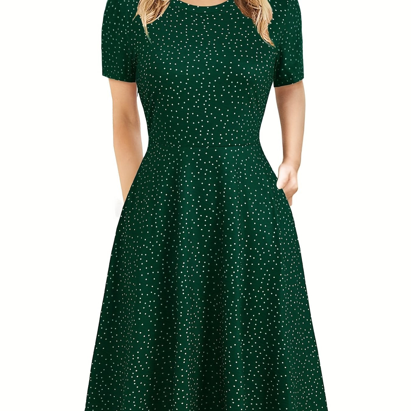 Elegant Retro A-line Dress, Short Sleeve Casual Dress For Spring & Summer, Women's Clothing