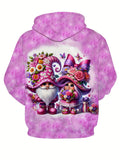 Women's Cute 3D Floral Fantasy Hoodie with Pocket - Polyester Blend Long Sleeve Pullover with Hood - Casual Knit Fabric Fashion Hooded Sweatshirt for All Seasons - Vivid Christmas Pattern Design