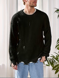 dunnmall Plus Size Men's Ripped Sweater Fashion Causal Knit Pullover For Fall Winter, Men's Clothing
