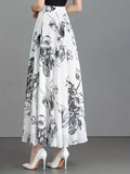 Floral Print High Waist Skirt, Elegant Swing Skirt For Spring & Fall, Women's Clothing