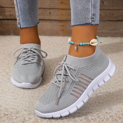 dunnmall  Women's Knitted Sports Shoes, Breathable & Lightweight Low Top Running Sneakers, Casual Outdoor Gym Jogging Trainers