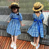 Girls Dresses Summer Infant Girls Dress 17Y Korean Style born Baby Girls Blue Princess Dress Child Party Plaid Dresses Kid for Clothes 230506