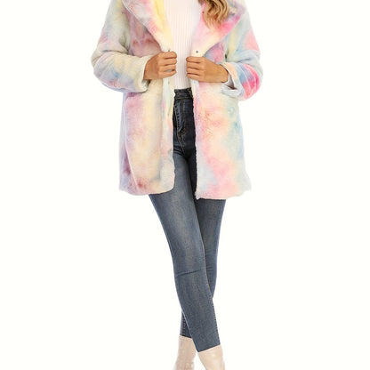 dunnmall Winter Warm Plush Loose Coat, Casual Long Sleeve Fashion Teddy Outerwear, Women's Clothing