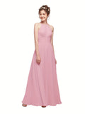 ALICEPUB Plus Size Keyhole Chiffon Bridesmaid Dresses Long Formal Party Dress For Women Wedding