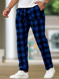 Mens Ultra-Comfortable Plaid Pants - Stylishly Casual, Cozy Loungewear, Fashionable - Designed for Home Relaxation, Pajama-Soft Fabric, Perfect for Lounging Around the Room