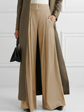 Ruched Wide Leg Pants, High Waist Solid Casual Pants, Women's Clothing