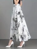 Floral Print High Waist Skirt, Elegant Swing Skirt For Spring & Fall, Women's Clothing