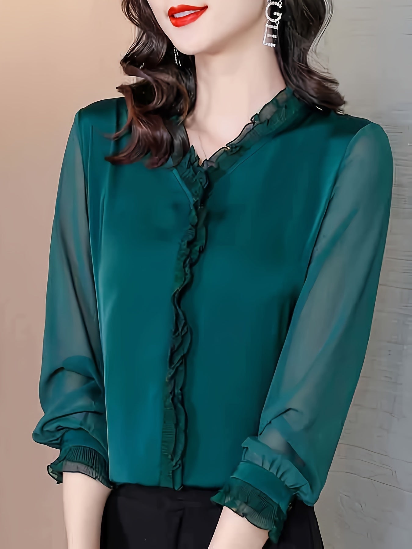 Long Sleeve Blouse, Elegant Casual Top, Women's Clothing