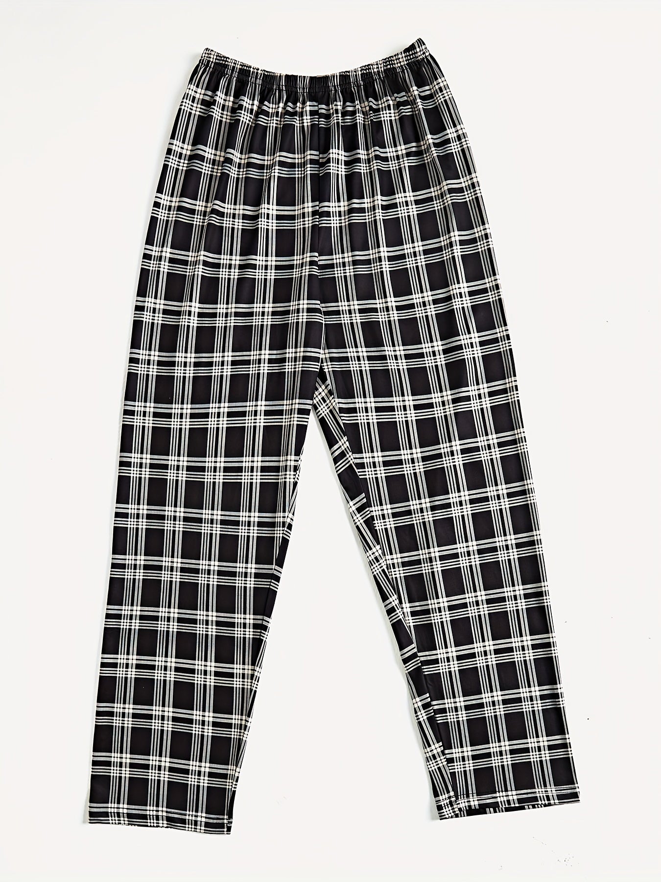 dunnmall  Colorblock Plaid Sleep Bottoms, Casual Comfy Elastic Waistband Lounge Pants, Womens Loungewear & Sleepwear