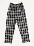 dunnmall  Colorblock Plaid Sleep Bottoms, Casual Comfy Elastic Waistband Lounge Pants, Womens Loungewear & Sleepwear