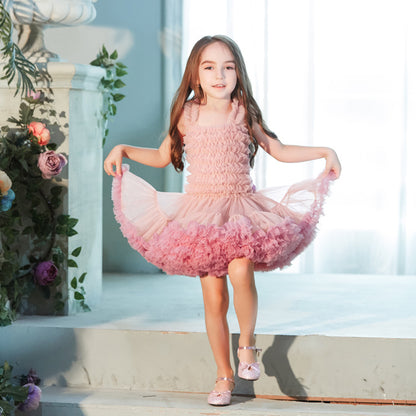 DUNNMALL  High Quality Modal Cotton Soft Mesh  Summer Girls Tutu Dress Children Campus Gauzy Dance Dress