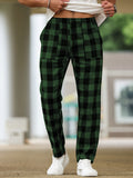 Mens Ultra-Comfortable Plaid Pants - Stylishly Casual, Cozy Loungewear, Fashionable - Designed for Home Relaxation, Pajama-Soft Fabric, Perfect for Lounging Around the Room