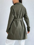 Tie Waist Trench Coat, Long Sleeve Casual Coat For Fall & Winter, Women's Clothing