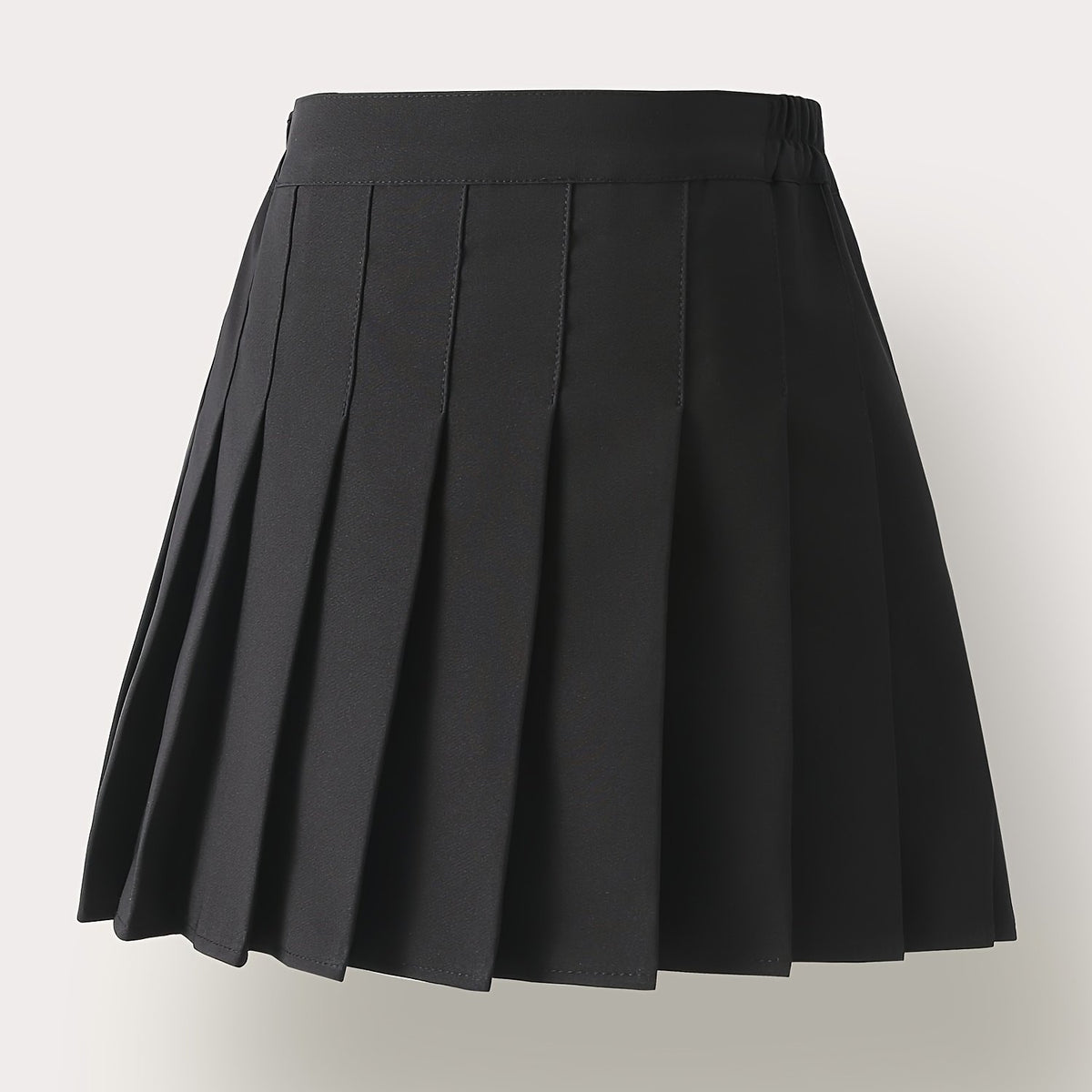 Chic Girls Black Pleated Mini Skirt with Integrated Safety Shorts - Summer School Uniform Essential for Parties